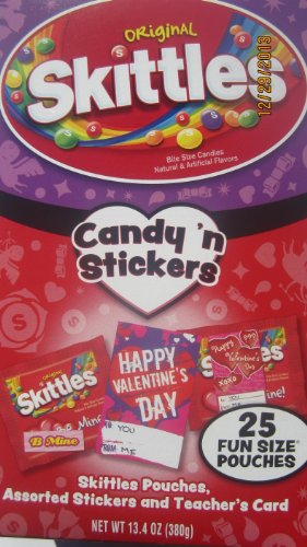 Skittles Valentine Candy’ N Stickers 25 Skittle Pouches With Assorted Stickers & Teacher Card logo