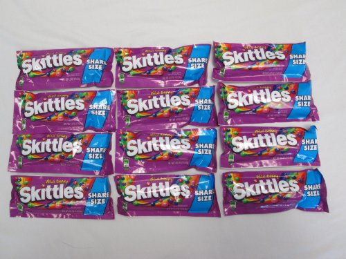 Skittles Wild Berry Share Bite Size Candies Of :melon Berry, Berry Punch, Wild Cherry, Raspberry, Strawberry Natural & Artificial Flavor – 12 Individually Seal Pack of 4 Oz Bags logo