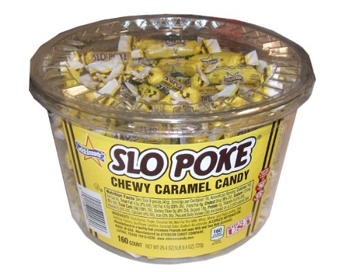 Slo Poke Chewy Caramel Candy 160 Count Tub logo