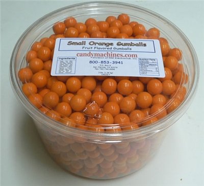 Small Orange -tub Of Gumballs logo