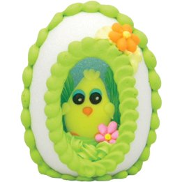 Small Upright Lime Green Panoramic Sugar Egg With A Chick Inside, Handmade, Edible, Made In The Usa, Great For Easter, Easter Basket, Easter Candy, Easter Egg Hunt logo