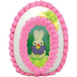 Small Upright Pink Panoramic Sugar Egg With Bunny Holding Flower Inside, Handmade, Edible, Made In The Usa, Great For Easter, Easter Basket, Easter Candy, Easter Egg Hunt, Sugar Eggs, Easter, Gifts logo