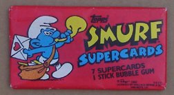 Smurf Unopened Pack of Collector`s Cards (7) Cards & (1) Stick Of Gum) No Not Chew The Gum logo