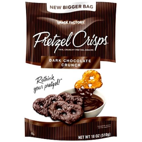 Snack Factory Pretzel Crisps Dark Chocolate Crunch 18 Oz logo