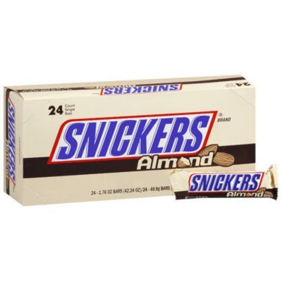 Snickers Candy Bars, Almond, 1.76 Oz, 24-count (Pack of 2) logo