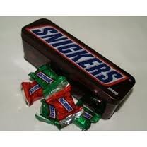 Snickers Mini Candy Bars In A Nostalgic Collectible Tin 3.75 Oz logo