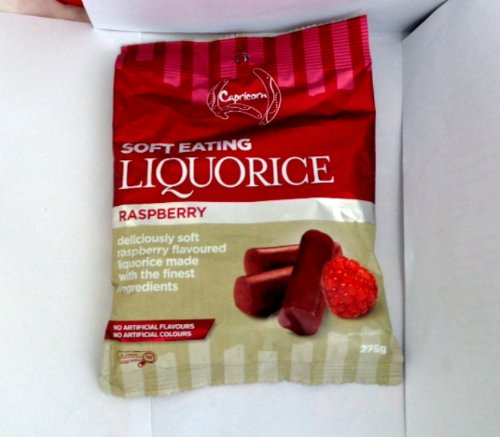 Soft Eating Liquorice Raspberry Deliciously Soft Raspberry Flavoured In Quorice Made With The Finest Ingredients 275 G.By Capricorn Australia. logo