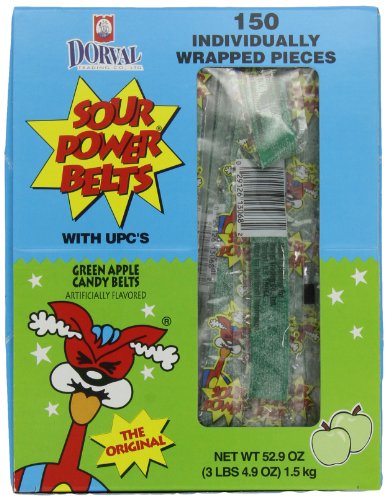 Sour Power Green Apple, Individually Wrapped Belts, 52.9 Ounce (Pack of 150) logo