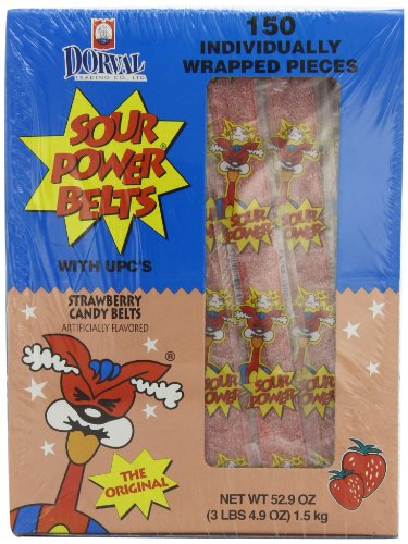 Sour Power Strawberry, Individually Wrapped Belts, 52.9 Ounce (Pack of 150) logo