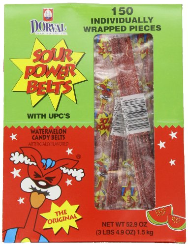 Sour Power Watermelon, Individually Wrapped Belts, 52.9 Ounce (Pack of 150) logo