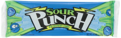 Sour Punch Straws Blue Raspberry, 4.5 ounce Tins (Pack of 24) logo