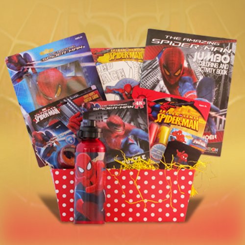 Spiderman Gift Baskets For Boys Full Of Activities and Candies Perfect Gift For Birthday Or Get Well Wishes logo