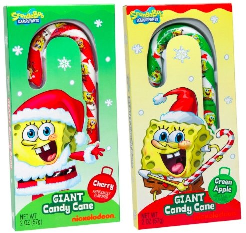 Spongebob Squarepants Giant Candy Cane Double Pack – Green Apple and Cherry logo