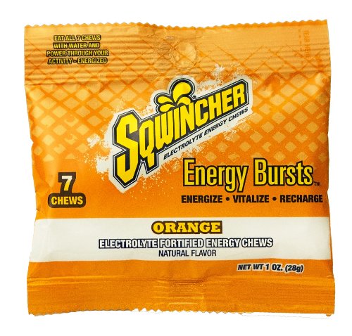 Sqwincher 010370-or 7 Chews Electrolyte Fortified Energy Burst Pouch, Orange Flavor (box Of 12) logo