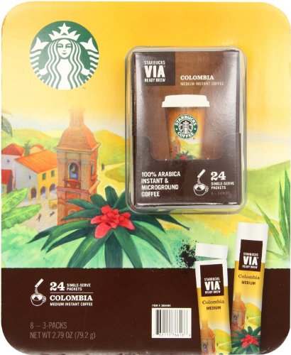 Starbucks Via Ready Brew Colombia Medium Instant Coffee 100% Arabica Instant & Microground Coffee – 8 Packs Of 3 Packets (24 Single Serve Packets Total) logo