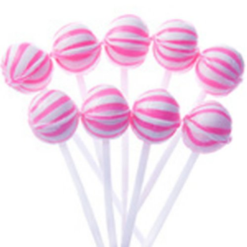 Strawberry Petite Sassy Suckers Pink & White Striped Ball Lollipops 20 Piece Box logo