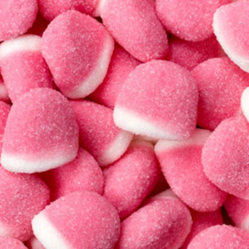 Strawberry Puffletes Pink & White Gummy Bites 1lb Bag logo