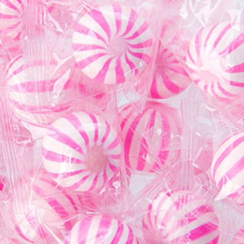 Strawberry Sassy Spheres Pink & White Striped Candy Balls 1lb Bag logo