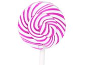 Strawberry Squiggly Pops Petite Pink & White Swirled Lollipops 48 Piece Box logo