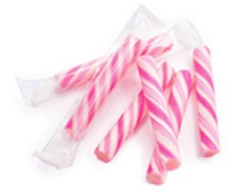 Strawberry Sticklettes Pink & White Petite Candy Sticks 250 Piece Box logo