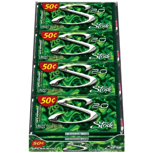 Stride Gum, Spearmint, 5-count (Pack of 20) logo