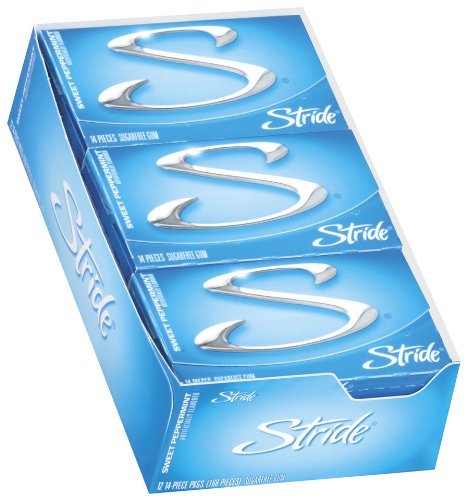 Stride Gum Sweet Peppermint Artificial Flavored Sugarfree Gum – 12 Pack 14 Pieces (168 Pieces Total) logo