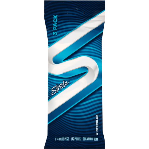 Stride Gum, Winterblue (3-pack), 14-piece Packs (Pack of 5) logo