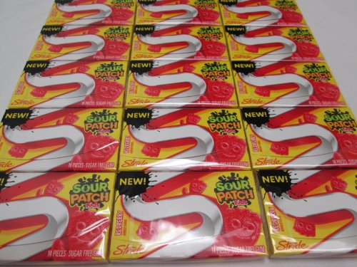 Stride Sour Patch Kids Red Berry Artificially Flavored Chewing Gum Sugar Free Gum With 0g Total Fat- 15 Pack of 14 Sticks (210 Sticks Total) logo