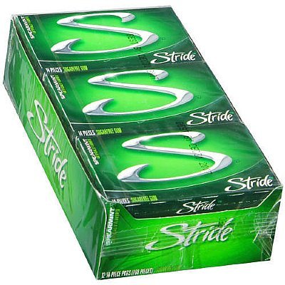 Stride Sugarfree Gum, Spearmint, 14-count Packs (Pack of 12) logo