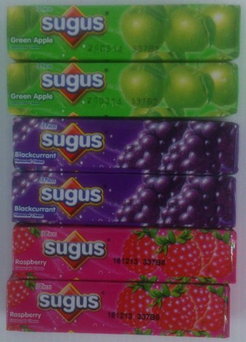 Sugus Green Apple, Purple Grape, Raspberry Sweet Chewy Candy 30 Grams Pack of 6 (2.58 $ / One) logo