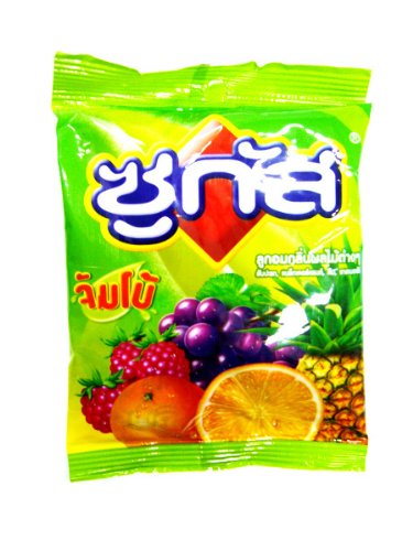 Sugus Jumbo Chewy Candy Assorted Fruity Blackcurrant Raspberry Orange Pineapple From Thailand logo