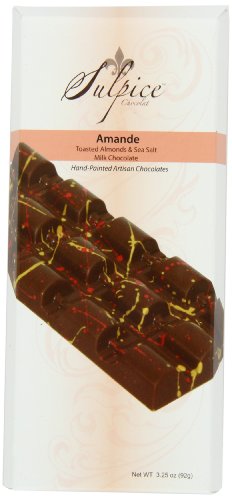 Sulpice Chocolat Amande Hand Painted Milk Chocolate Bar With Toasted Almonds and Sea Salt, 3.25 Ounce logo