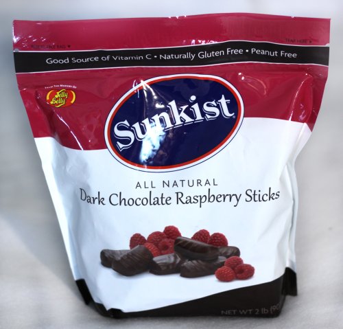 Sunkist All Natural Dark Chocolate Raspberry Sticks 2lb. Resealable Bag logo