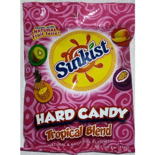 Sunkist Hard Candy, Made With Natural Fruit Juice, Tropical Blend, 4 Oz (Pack of 6) logo