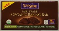 Sunspire Organic Baking Bar Semi-sweet — 4 Oz logo