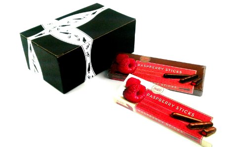 Sweet’s Raspberry Dark and Milk Chocolate Sticks, 2- 10.5oz In Gift Box logo