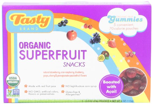 Tasty Brand Organic Fruit Snacks, Superfruit Fruit Flavors, 5 Count Package logo