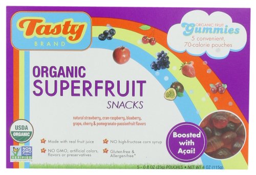 Tasty Brand Organic Fruit Snacks, Superfruit Fruit Flavors, 5-count Packages (Pack of 6) logo