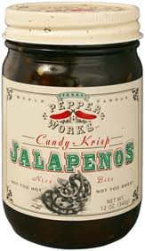 Texas Pepper Works Krisp Jalapenos Candy, 12 ounce Glass (Pack of 3) logo