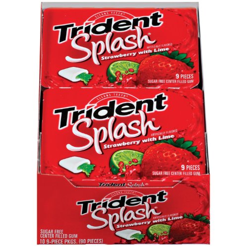 Thai 1 Box 9 Psc. Trident Strawberry Lime Splash Chewing Gum logo