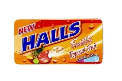 Thai Halls Fruitti Tropical Fruit Candy Pack of 6, 8 Pieces Per Pack L logo