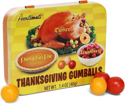 Thanksgiving Gumballs, Turkey, Cranberry, & Pumpkin Pie Flavored Gum, Combo Gift Pack of 5 logo