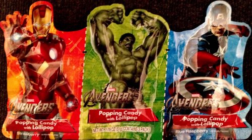 The Avengers Popping Candy With Lollipop: Pack of 3 logo