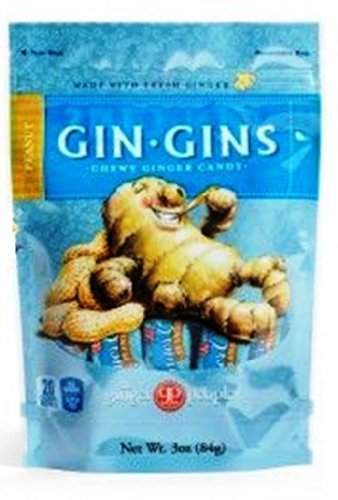 The Gin Gins Peanut Chewy Ginger Candy, 3 ounce Bags (Pack of 24) logo