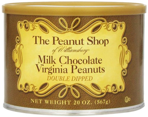 The Peanut Shop Of Williamsburg Milk Chocolate Covered Virginia Peanuts, 20 ounce Tin logo