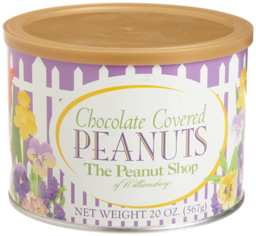 The Peanut Shop Of Williamsburg Spring Tulip Lable Chocolate Covered Virginia Peanuts, 20 ounce Tin logo