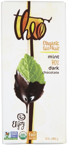 Theo Chocolate – Classic Collection Organic Dark Chocolate 70% Cacao Mint – 3 Oz. logo