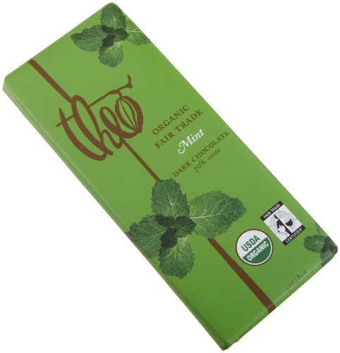 Theo Classic Organic Dark Chocolate (70% Cacao) With Mint, 3 ounce Bars (Pack of 12) logo