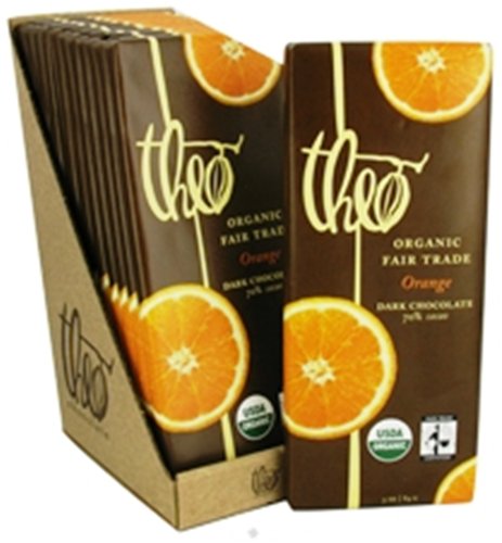 Theo Classic Organic Dark Chocolate (70% Cacao) With Orange, 3 ounce Bars (Pack of 12) logo