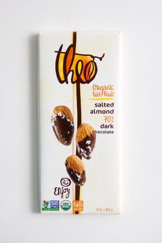 Theo Classics Dark Chocolate With Salted Almonds, 3 ounce (Pack of 6) logo